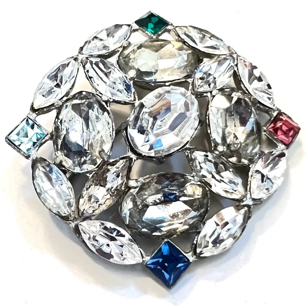 Vintage Rhinestone Brooch Statement Pin Runway Large